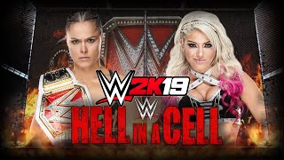 WWE 2K19 Ronda Rousey Vs Alexa Bliss Hell In A Cell 2018 [upl. by Adyeren]