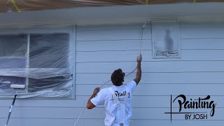 SANDING  SPRAYING OUT SOFFITS AND WEATHERBOARDS [upl. by Nancee]