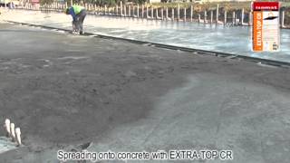 Broadcasting EXTRATOP CR onto fresh concrete by ISOMAT SA [upl. by Ammamaria]