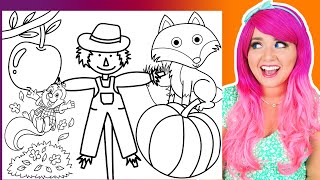 Coloring Autumn amp Fall Coloring Pages  Pumpkin Apple Scarecrow Fox amp Squirrel Coloring Videos [upl. by Eiramyelhsa]