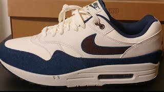 Nike air max 1 Coconut MilkArmory NavyLight Orewood BrownBurgundy Crush nike review shoes [upl. by Weywadt416]