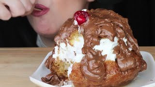 Salted Caramel ASMR chocolate cream pastry dessert Mukbang bites only [upl. by Ardnuyek684]