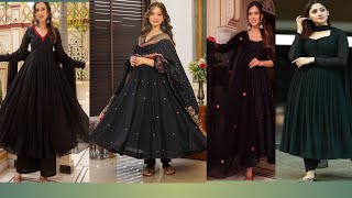 Simple and Stylish Black Anarkali Suit Design Ideas 2024Black Color Anarkali Suit Design Ideas🥰🥰 [upl. by Beitris]