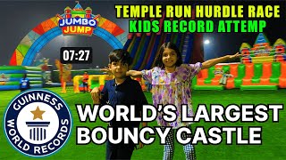 World’s Largest Bouncy Castle Hurria amp Abram’s RecordMaking Hurdle Race in Jumbo Jump [upl. by Ardyaf704]