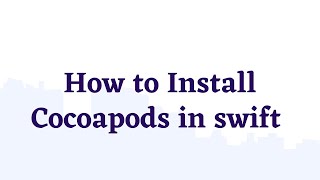 How to install cocoapods  Swift  iOS [upl. by Kimball578]