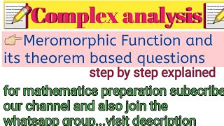 Part2 examples of Meromorphic functions quotMeromorphic function and its theorem based questions quot run [upl. by Schnapp]