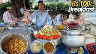 REAL CHEAP BREAKFAST ON THE ROADSIDE  DESI NASHTA POINT  FAISALABAD STREET FOOD [upl. by Nirual75]