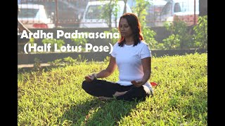 How to do Ardha Padmasana  Half Lotus Pose  Superyogis [upl. by Eisenberg469]