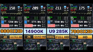 9800x3d vs 7800x3d vs i9 14900k vs Intel 285k Ryzen 9800x3d gaming Test  RTX 4090 [upl. by Ettenowtna62]