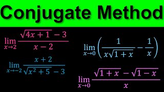 Evaluating limits by Conjugate Method  Limits and Radicals  Calculus [upl. by Collbaith]