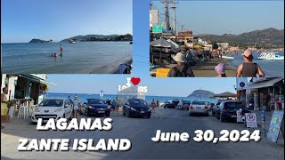 Laganas Zante Island  June 302024  Before month end almost 7pm still hot and beautiful [upl. by Lysander]