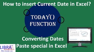 How to insert current date in Excel  Today Function in Excel [upl. by Tingley392]