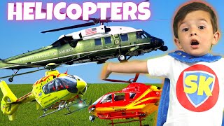 Helicopters For Kids  Fire Helicopters Police amp Rescue Helicopters  Songs For Kids  Pretend Play [upl. by Allemap]