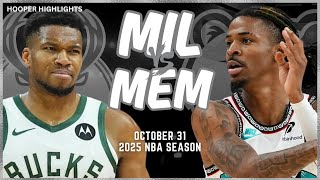 Milwaukee Bucks vs Memphis Grizzlies Full Game Highlights  Oct 31  2025 NBA Season [upl. by Adalai]