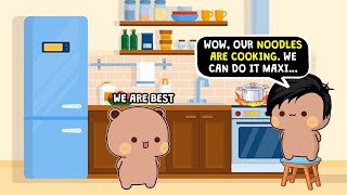 BDL270 Max and Rakas cooking 😋🍜🍝 BDL peachgoma animated cartoon  bubu dudu lublife [upl. by Ingmar]