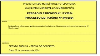 PREGÃO ELETRÔNICO 1732024 PROCESSO 3462024 [upl. by Redlac632]