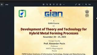 GIAN Course on Hybrid Metal Forming Day 2 [upl. by Arola]