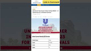 Unilever Summer Internship 2023 shorts [upl. by Nelrsa]