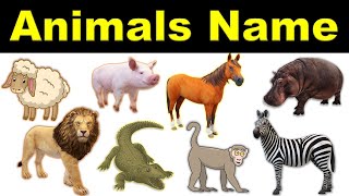 Animals Name for Kids in English  Wild and Domestics Animals video  AAtoonsKids [upl. by Holleran689]