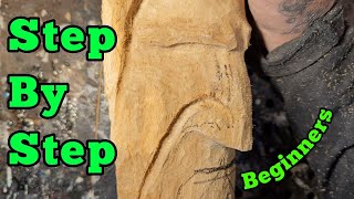 Wood carving for beginners Step by step carving a wood spirit with a dremel [upl. by Darrell752]