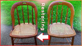 Refinishing wooden chairs from a thrift store [upl. by Ardisj]