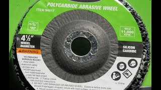 Harbor Freight 94017 4 12quot Polycarbide Abrasive Wheel [upl. by Sawtelle995]