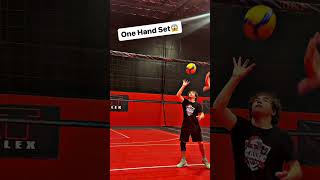 One hand set 😱 volleyball Here are some tips for improving as a volleyball setter 1 [upl. by Elie834]