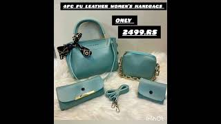 4pc PU leather womens handbags 👜 only 2499 free home delivery 🚚 [upl. by Tirrell947]