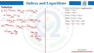 INDICES AND LOGARITHMS Lesson 5 [upl. by Ruprecht]