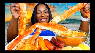 GIANT KING CRAB LEGS SEAFOOD BOIL MUKBANG [upl. by Stearne]