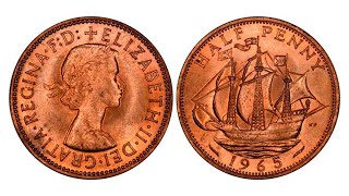 ELIZABETH · II · DEI · GRATIA · REGINA · F  D  Half Penny 1965 [upl. by Xonnel331]