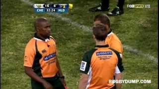 James Haskells punches on Justin Downey  Highlanders vs Cheetahs [upl. by Wallraff]