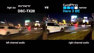 Sony DSC TX20 vs GoProHero 3 Black Edition low light test [upl. by Rafe]