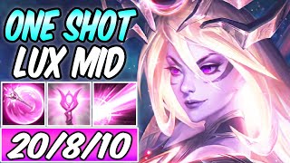 ONESHOT LUX MID INSANE BURST FULL AP  Best Build amp Runes  League of Legends [upl. by Dorothi]