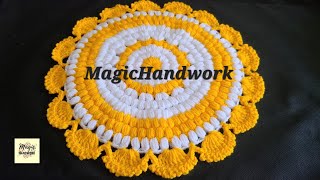 लोकारीचा रूमाल Thalpose Rumal Wool Tablemat Puff stitch Area Rug Yarn Round Placemat Doily [upl. by Scammon16]