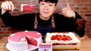 코스트코 케이크 먹방 딸기트라이플 자색 고구마 케이크 리얼사운드 먹방 ｜Strawberry Sweet Potato Cake Eating Show Mukbang [upl. by Jesher]