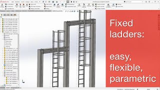 Design of industrial stairs and handrails in SOLIDWORKS with SolidSteel parametric [upl. by Denoting]