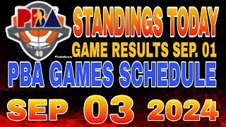 PBA Standings today as of September 1 2024  PBA Game results  Pba schedule September 3 [upl. by Ashlie]