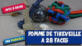 Noeud  Pomme de tireveille à 28 faces à 8 brins Noeud décoratif Pomme [upl. by Launce]