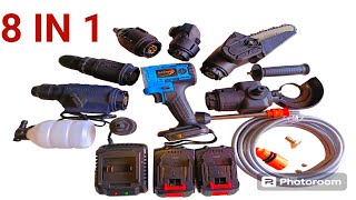 8 IN Cordless Multi Head Power Tool  Rotary Hammer Drill Driver Angle Grinder amp More [upl. by Alikam]