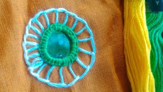 Round Mirror Work Deasine For Beginners embroidery handembroidary trendingshorts [upl. by Dru]