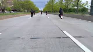 ONE WHEEL MOTORCYCLE HALF EBIKE TANK JET CRASH AND BURN VETERAN SHERMAN CUTOUT IN NYC WEST SIDE HWY [upl. by Standford]