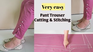 Very Easy Pant Trouser Cutting and StitchingPalazzo Pant Cutting and StitchingFor Beginners [upl. by Angid]