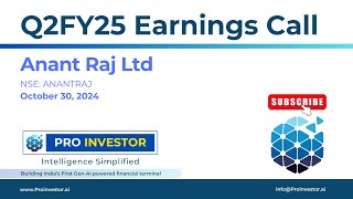 Anant Raj Ltd  Q2FY25  Earnings Conference Call  concall earningcall anantraj [upl. by Adnulahs]