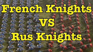 AOE4  100 French Royal Knights VS 100 Rus Elite Knights [upl. by Enehpets133]