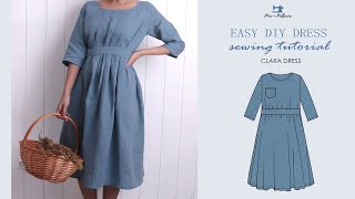 DIY Gathered Dress  Sewing Patterns  Beginner Sewing   PINS N PATTERNS [upl. by Ramberg]