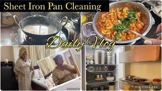 కొత్తగా తెచ్చిన Iron Pan cleaning  Fridgeని సర్ధుకున్నాను । Red sauce pasta  me timeteluguvlogs [upl. by Ecam]