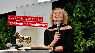 Eva Linsinger wird mit der quotgoldenen Medienlöwinquot ausgezeichnet [upl. by Neirbo]