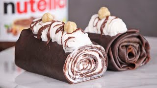 Nutella Crepe Roll Cake  How Tasty Channel [upl. by Freda]