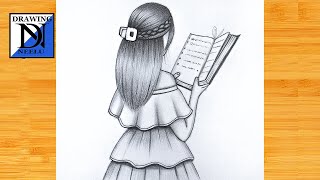 How to draw a Girl reading book Drawing easy  Pencil sketch for beginner  Drawing tutorial [upl. by Adnawot]